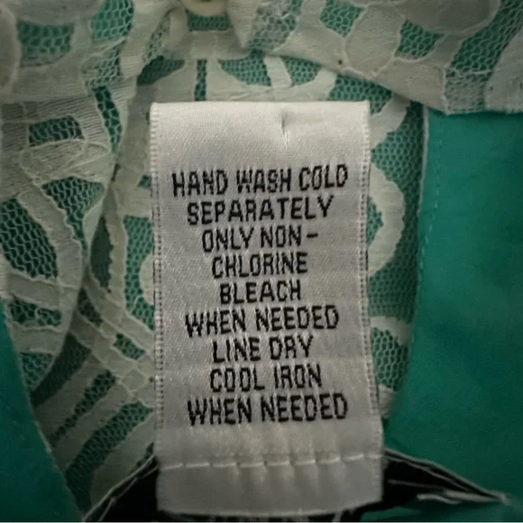 Pinky Women L Green Off White Lace Overlay Sleeveless Mini/Midi Round Neck Dress - Picture 16 of 16